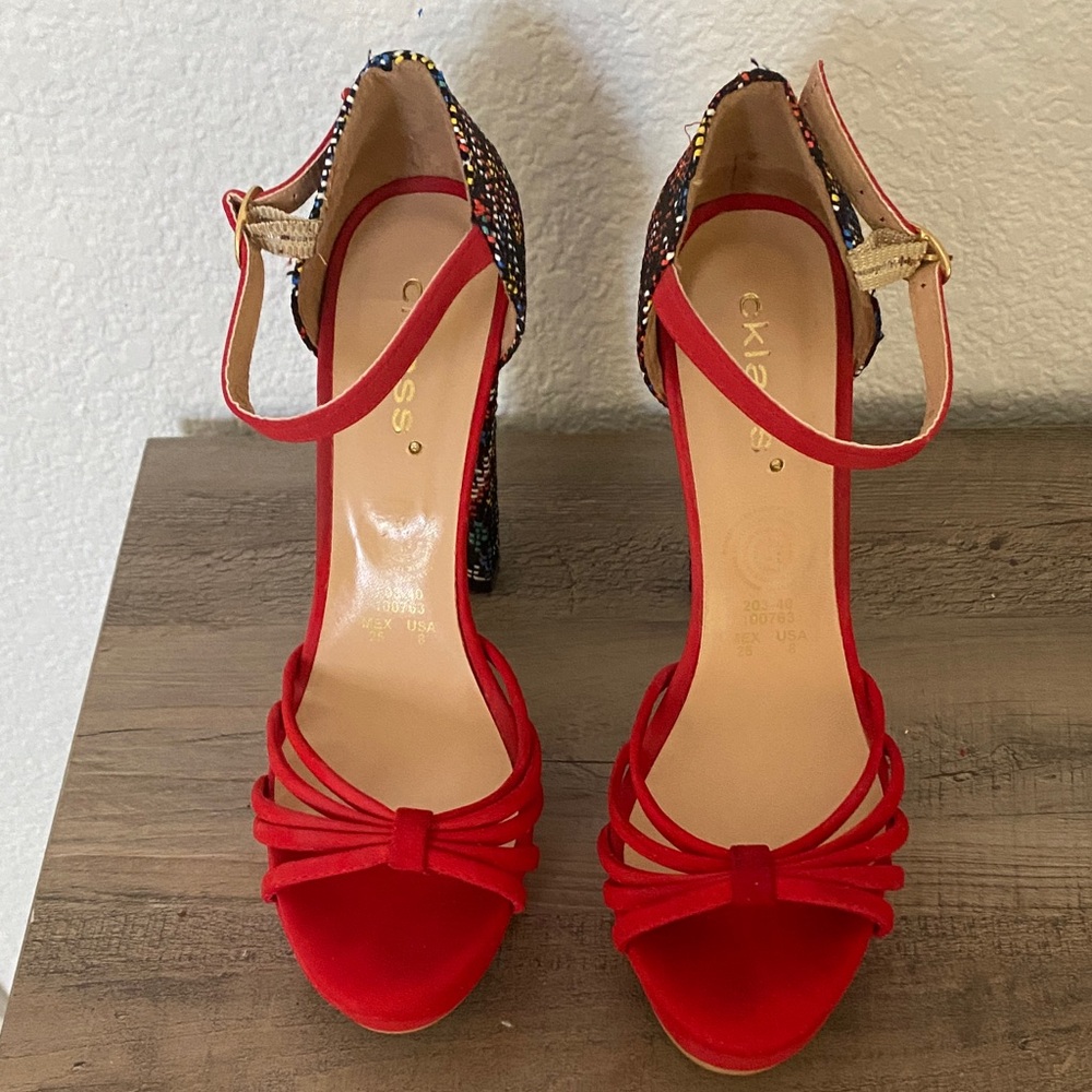 Elegant Red Strappy Heels by